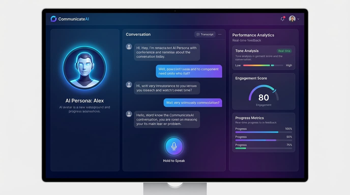 AI-powered roleplay platform interface showing voice conversation practice